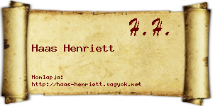 Haas Henriett névjegykártya